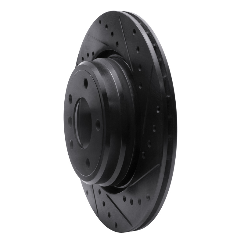 BMW 750IL Brake Rotor (1) - Rear Right - R1 Concepts - Drilled & Slotted - Black - `95-`03